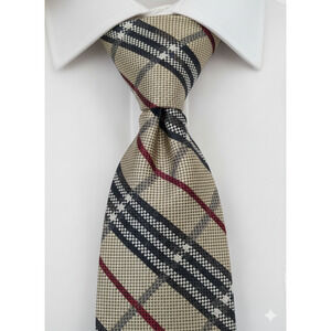 Tommy Hilfiger yellow blue red plaid Italian silk tie - 58" - preppy corpcore